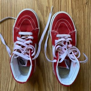Red Vans high tops, size youth 1